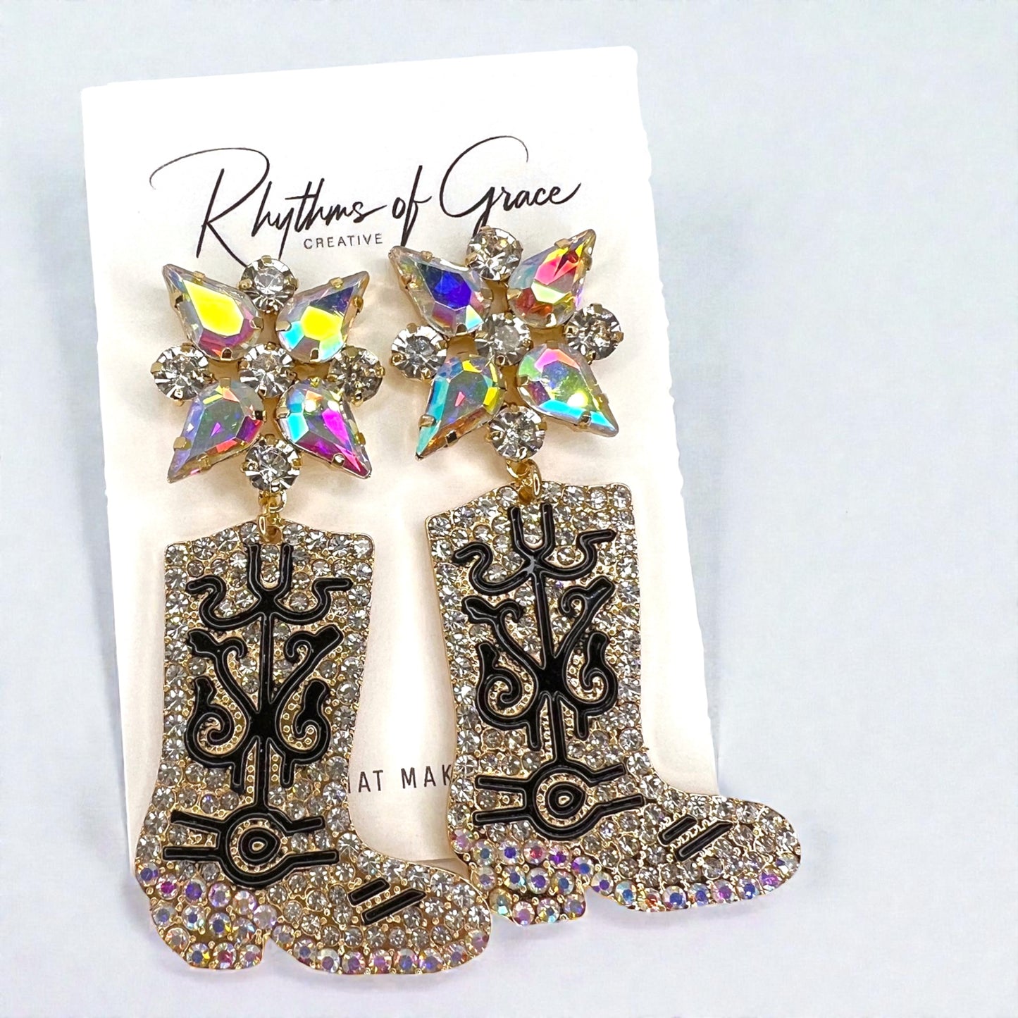 Rhinestone Cowgirl Boot Earrings | Western Rodeo Statement Earrings | Bachelorette Cowgirl Accessories