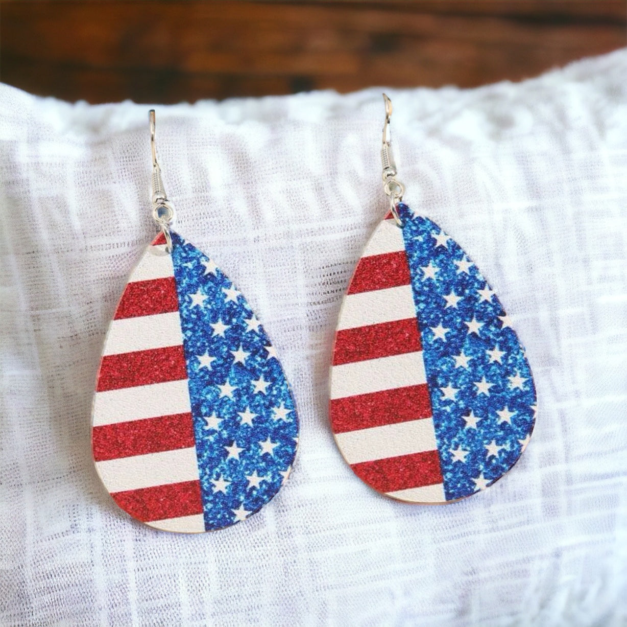 Patriotic Teardrop Dangle Earrings – American Flag Inspired Jewelry