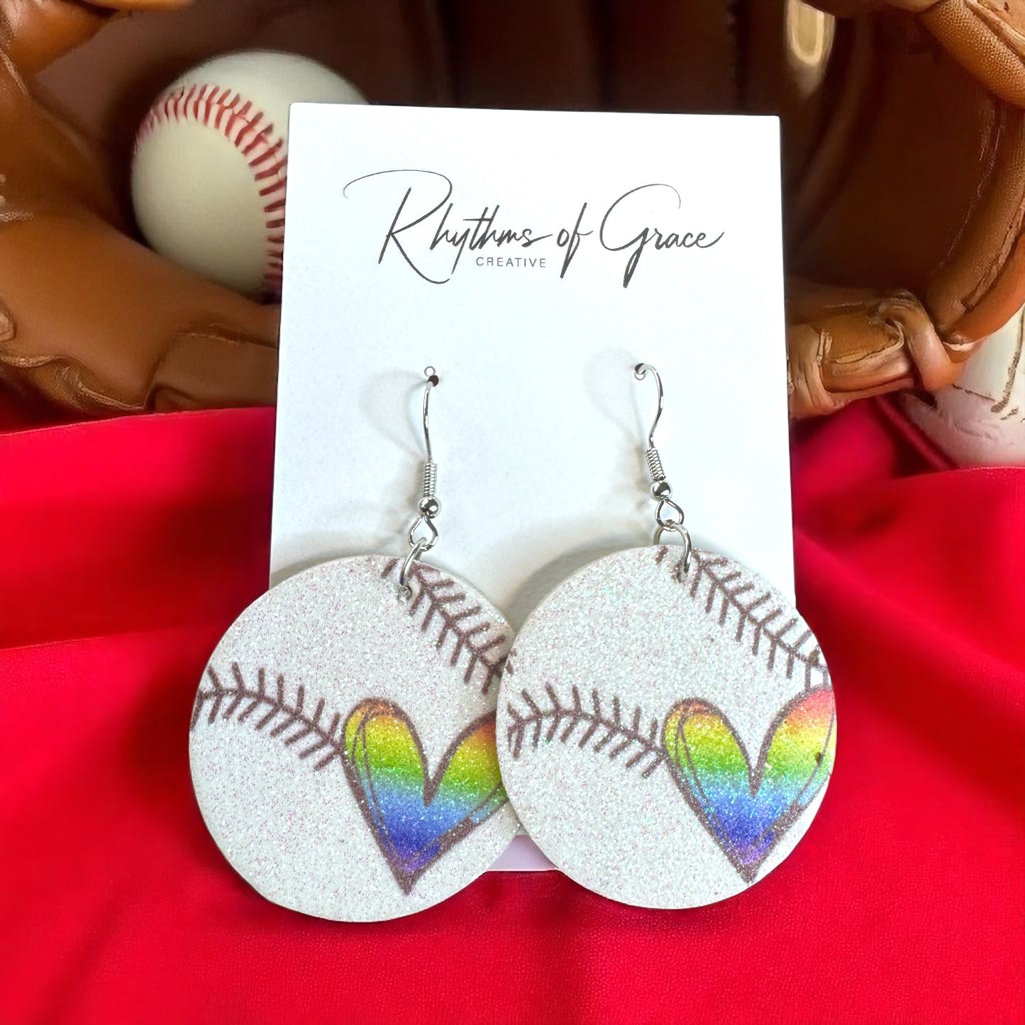 Swing into Style with Our Rainbow Heart Baseball Dangle Earrings! ⚾️🏳️‍🌈