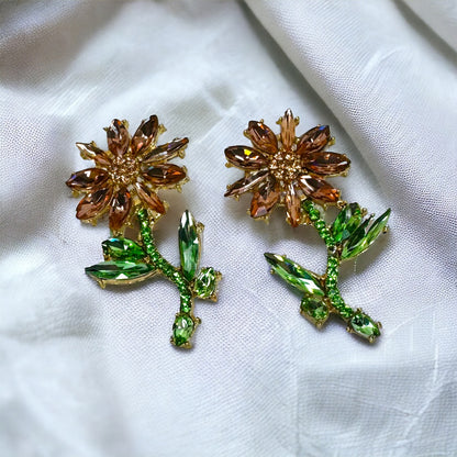 Sparkle & Bloom: Pink Rhinestone Flower Earrings 🌸