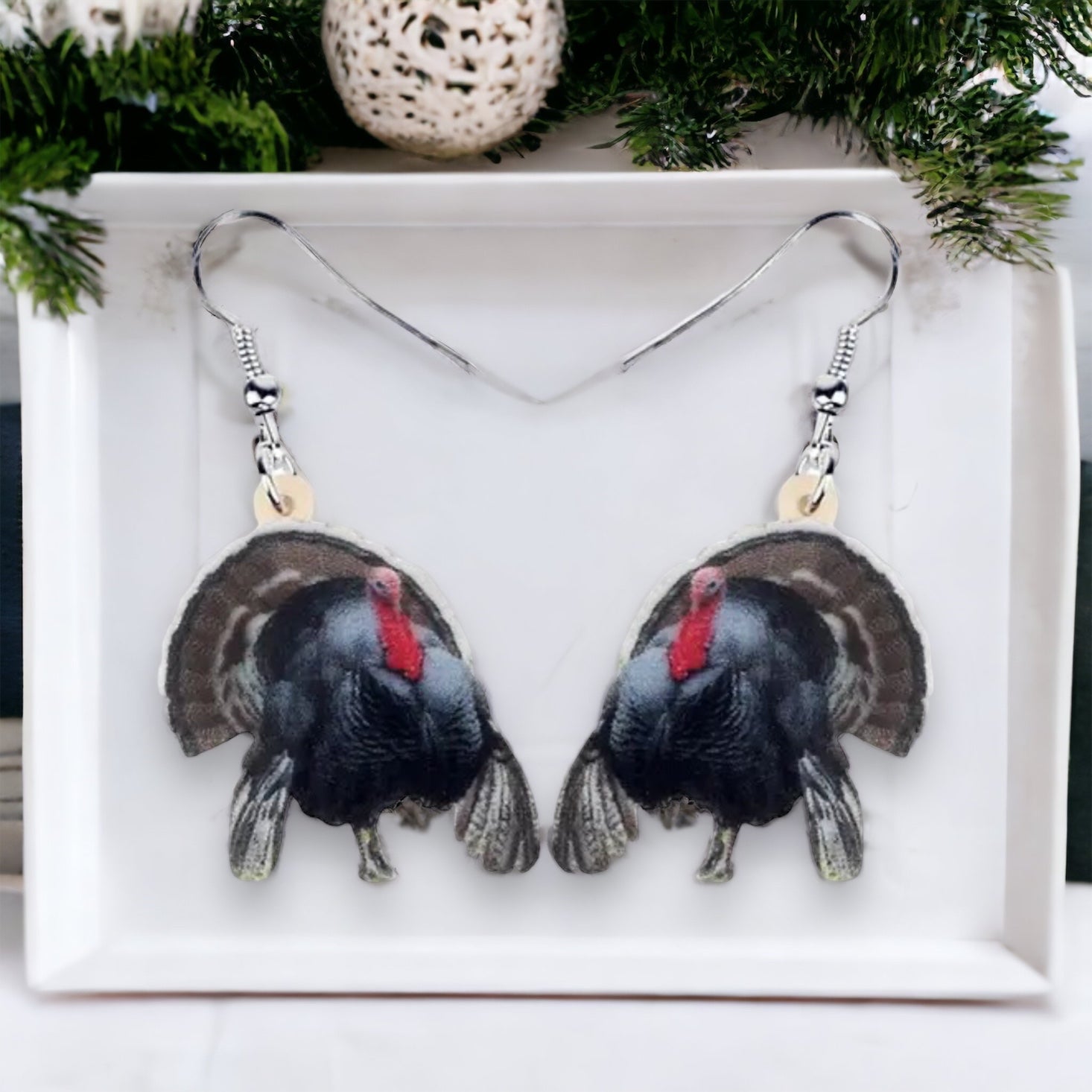 Turkey Earrings - Thanksgiving Earrings, Thanksgiving Accessories, Turkey Trot, Thanksgiving Turkey Earrings - Rhythms of Grace Creative
