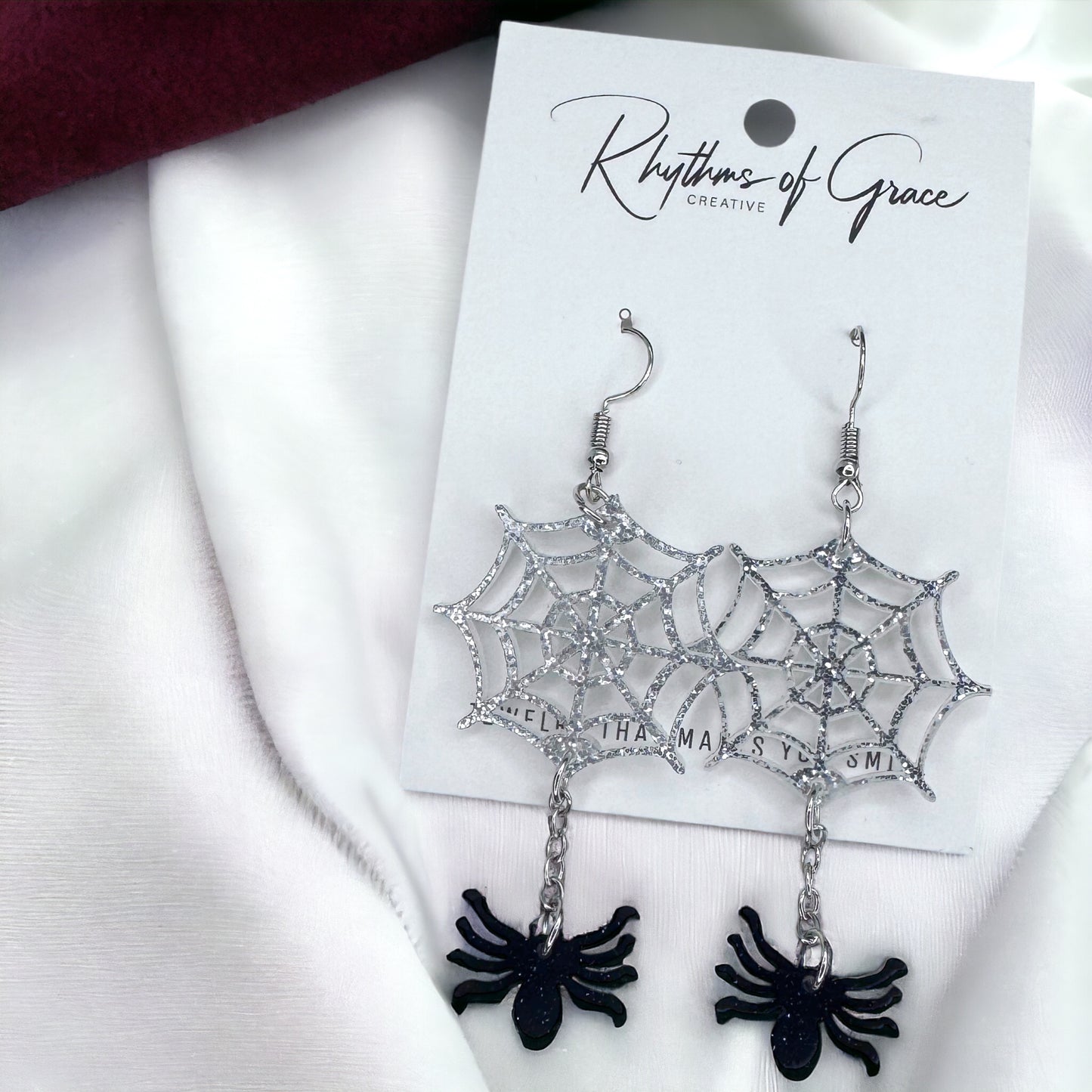Whimsical Spider Web Dangle Earrings - Sparkle Your Style!