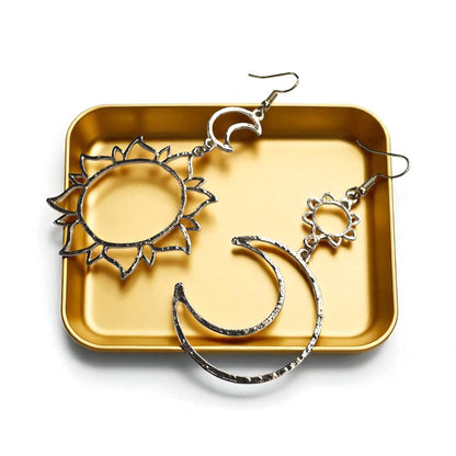 Celestial Magic - Mismatched Sun & Moon Dangle Earrings