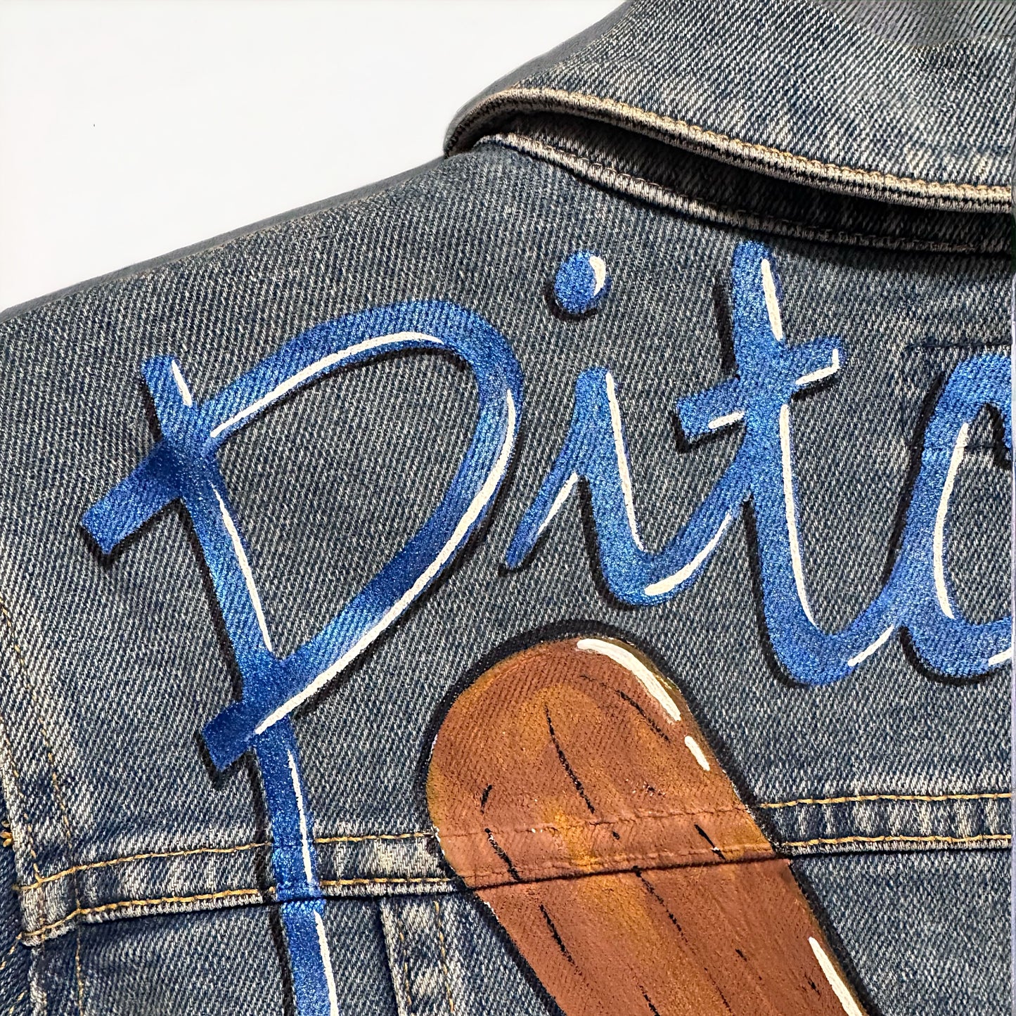 Pitches Be Crazy! Unique Hand-Painted Baseball Jean Jacket ⚾️