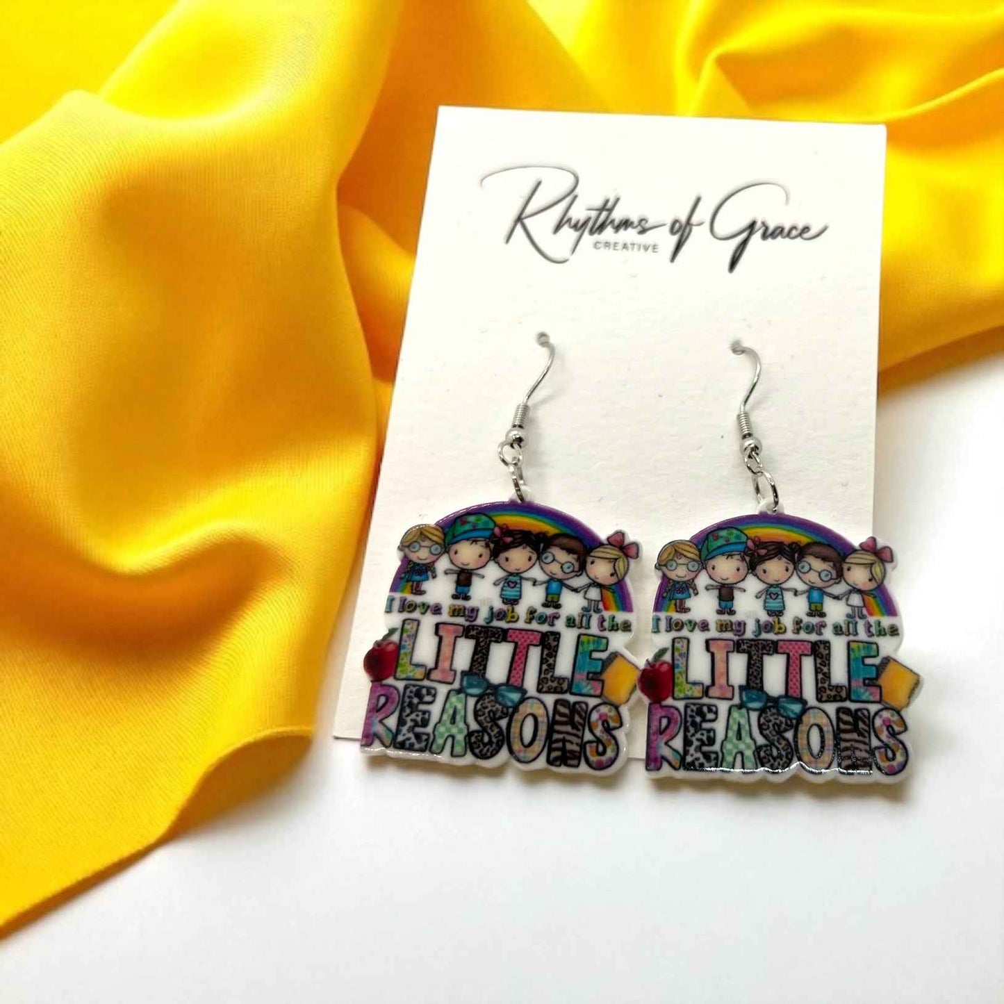 ABC’s & Sunshine: Colorful Daycare Teacher Earrings for Preschool Vibes