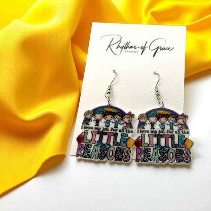 ABC’s & Sunshine: Colorful Daycare Teacher Earrings for Preschool Vibes
