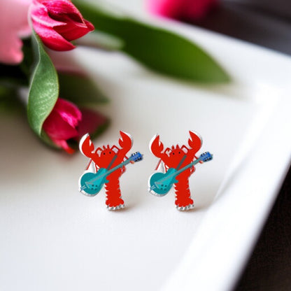 Crawfish/Lobster Stud Earrings – Dive into Style!