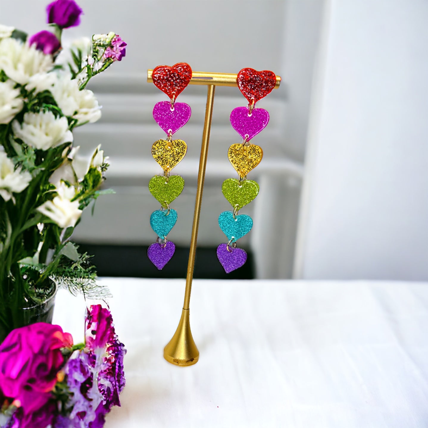 Rainbow Heart Earrings - Dazzle & Delight! 🌈