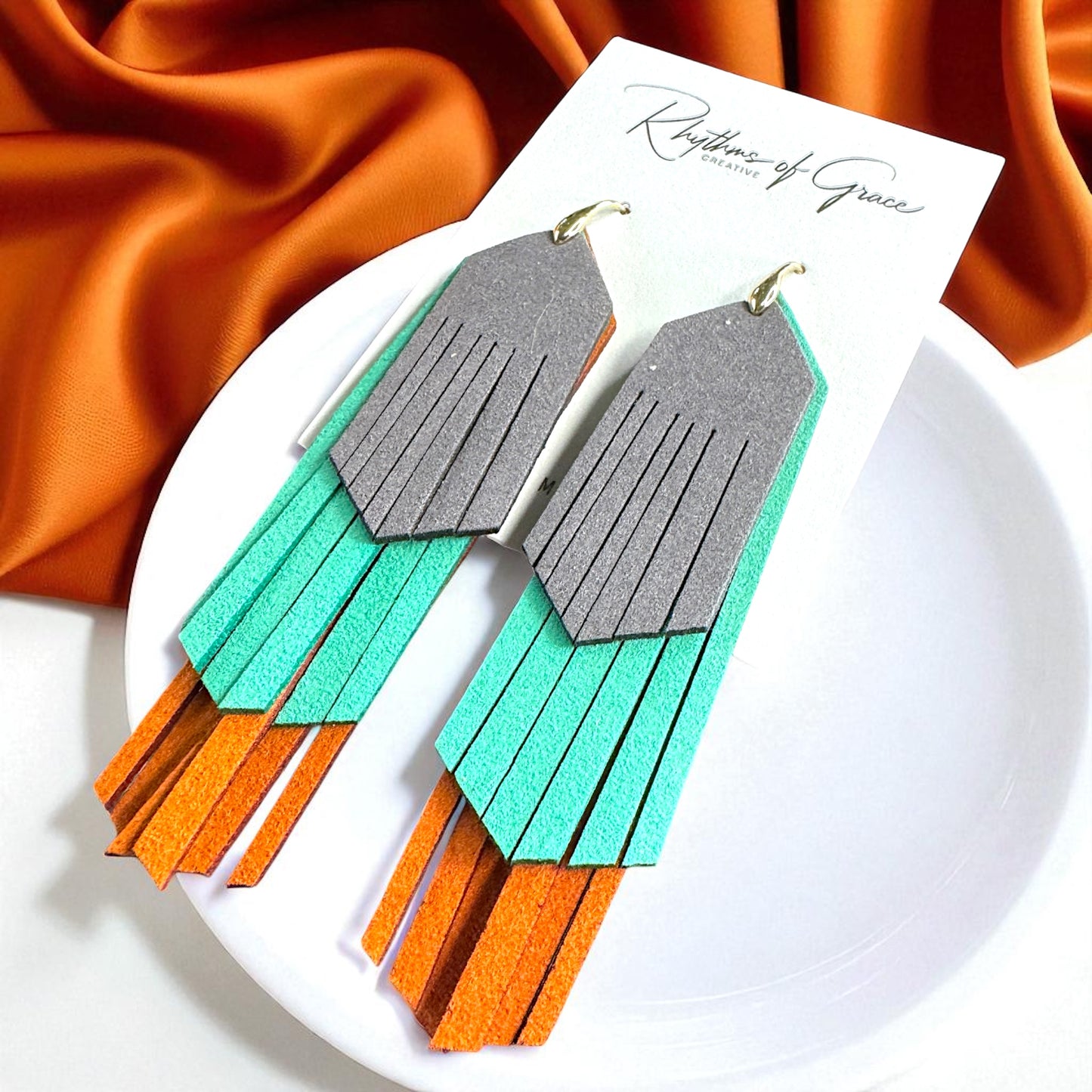 Tri-Colored Fringe Leather Dangle Earrings – Bold, Western & Totally WOW