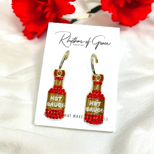 Turn Up the Heat: Sizzling Hot Sauce Earrings!