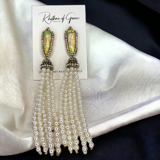 Large Pearl Earrings - Mom Earrings, Rhinestone Earrings, Sassy Accessories, Pearl Accessories - Rhythms of Grace Creative