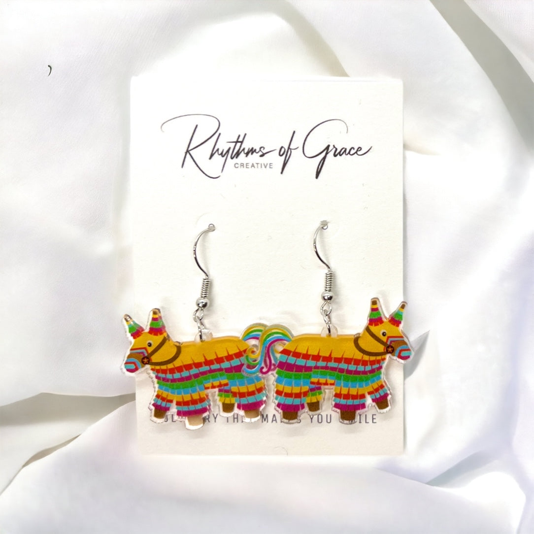 Fiesta Earrings - Dia de los Muertos, Halloween Earrings, Taco Tuesday, Tequila Earrings, Halloween Earrings, Piñata Earrings, Day of the Dead, Avocado Earrings, Cinco de Mayo - Rhythms of Grace Creative
