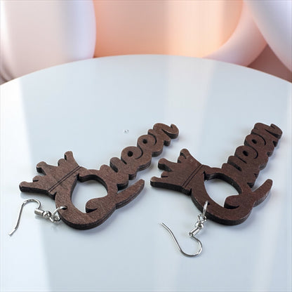 QUEEN Energy Activated – Brown Wood Earrings That Slay