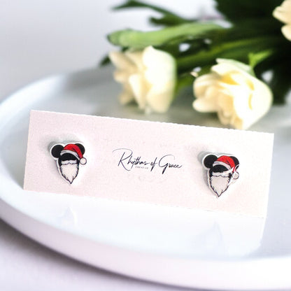 Festive Fun: Christmas Mouse Ears Stud Earrings - Perfect for Holiday Cheer!