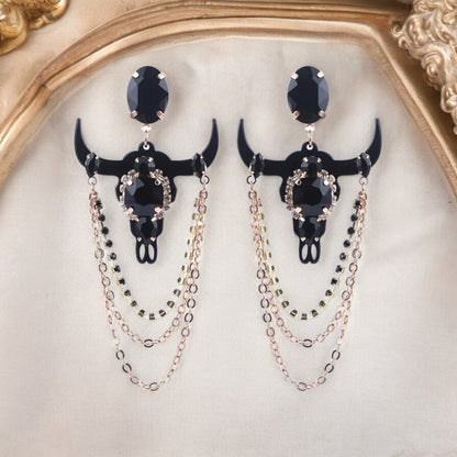 Stunning Western Inspired Rhinestone Dangle Earrings - Boho Jewelry Statement Piece