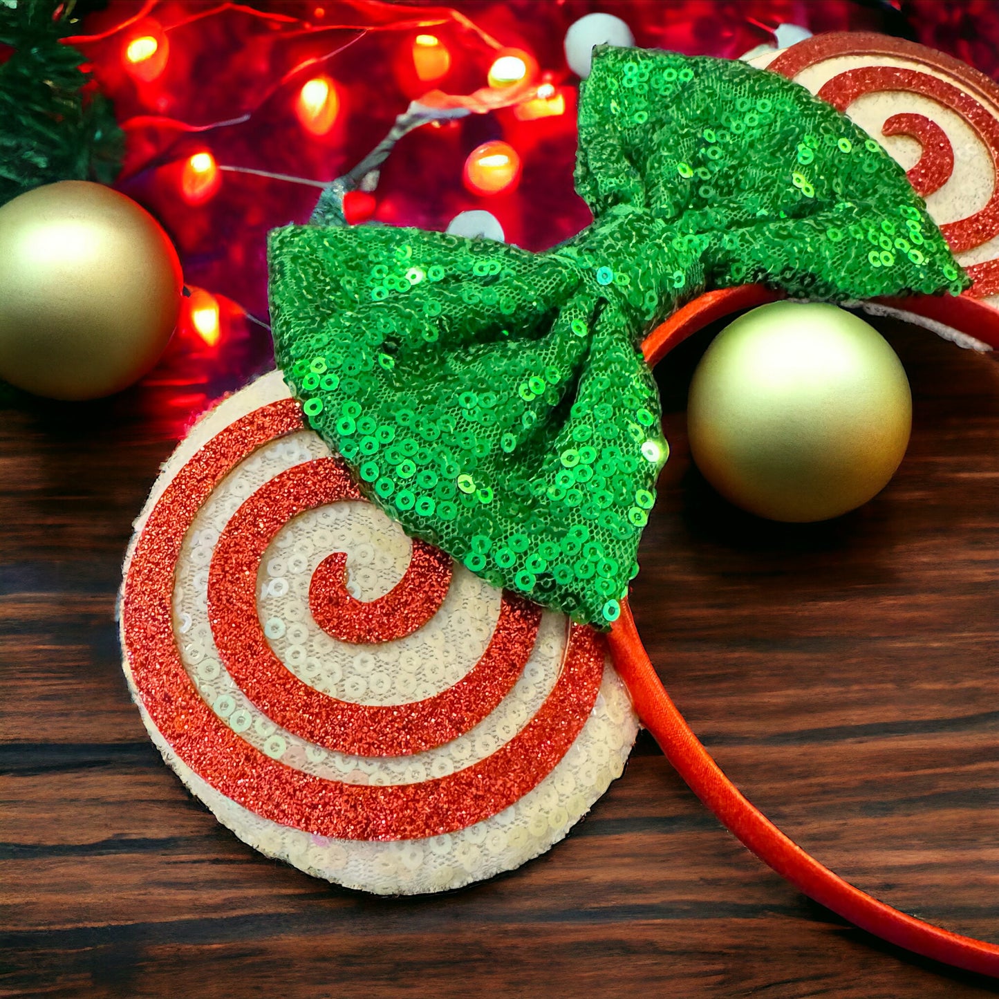 Festive Christmas Mouse Ears Headbands – Festive Swirl & Holiday Cheer!
