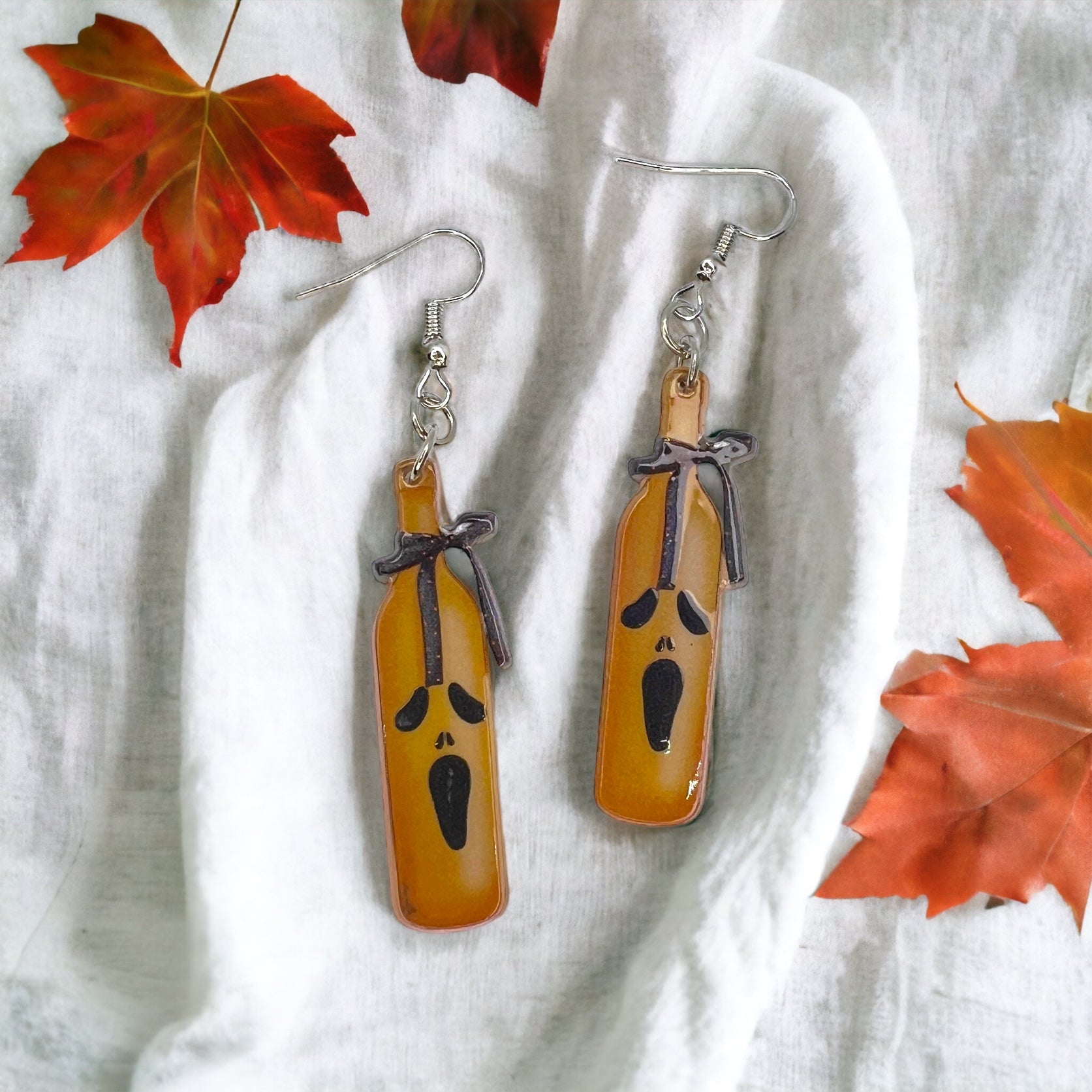 Halloween Bottle Earrings - Halloween Earrings, Wine Earrings, Halloween Accessories, Halloween Earrings, Wine Bottle Earrings, Wine Accessories - Rhythms of Grace Creative