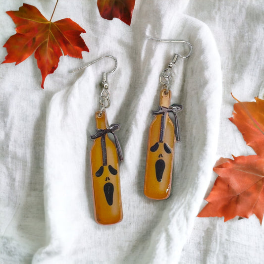 Halloween Bottle Earrings - Halloween Earrings, Wine Earrings, Halloween Accessories, Halloween Earrings, Wine Bottle Earrings, Wine Accessories - Rhythms of Grace Creative