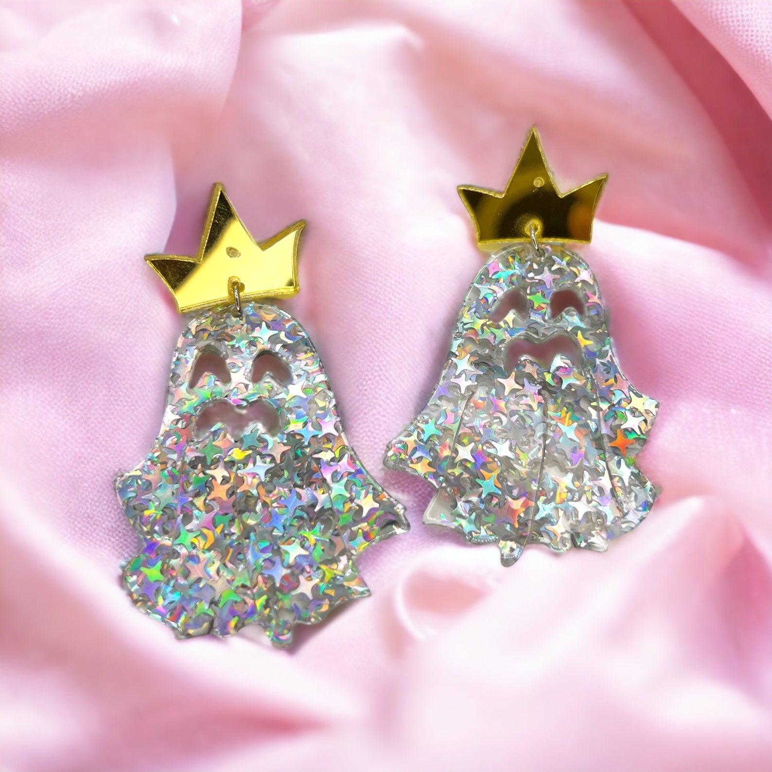 Glitter Ghost Earrings - Halloween Earrings, Cute Ghost, Not So Scary, Halloween Earrings, Halloween Costume, Halloween Queen - Rhythms of Grace Creative