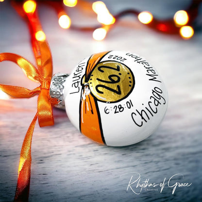 Custom Race Ornament - Marathon Ornament, Triathlon Ornament, Christmas Ornament, Holiday Ornament, Runner Ornament, Running Club, 5K, Race - Rhythms of Grace Creative