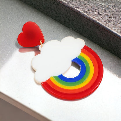 Whimsical Rainbow Cloud Earrings - Shine with PRIDE!
