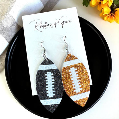Score Big with Sparkle! Glitter Football Dangle Earrings 🏈