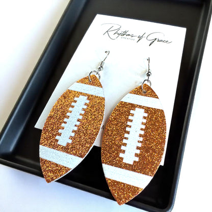 Score Big with Sparkle! Glitter Football Dangle Earrings 🏈