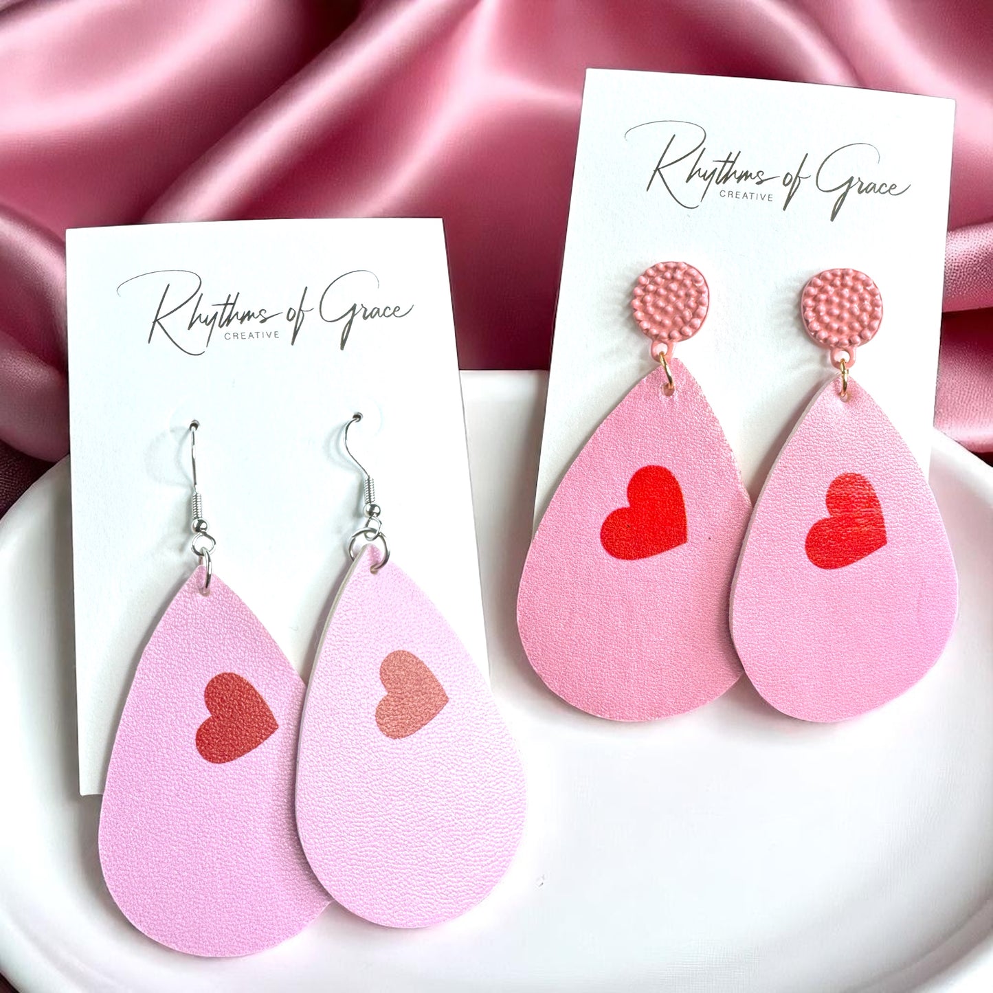 Teardrop Faux Leather Heart Earrings – Two Stunning Styles