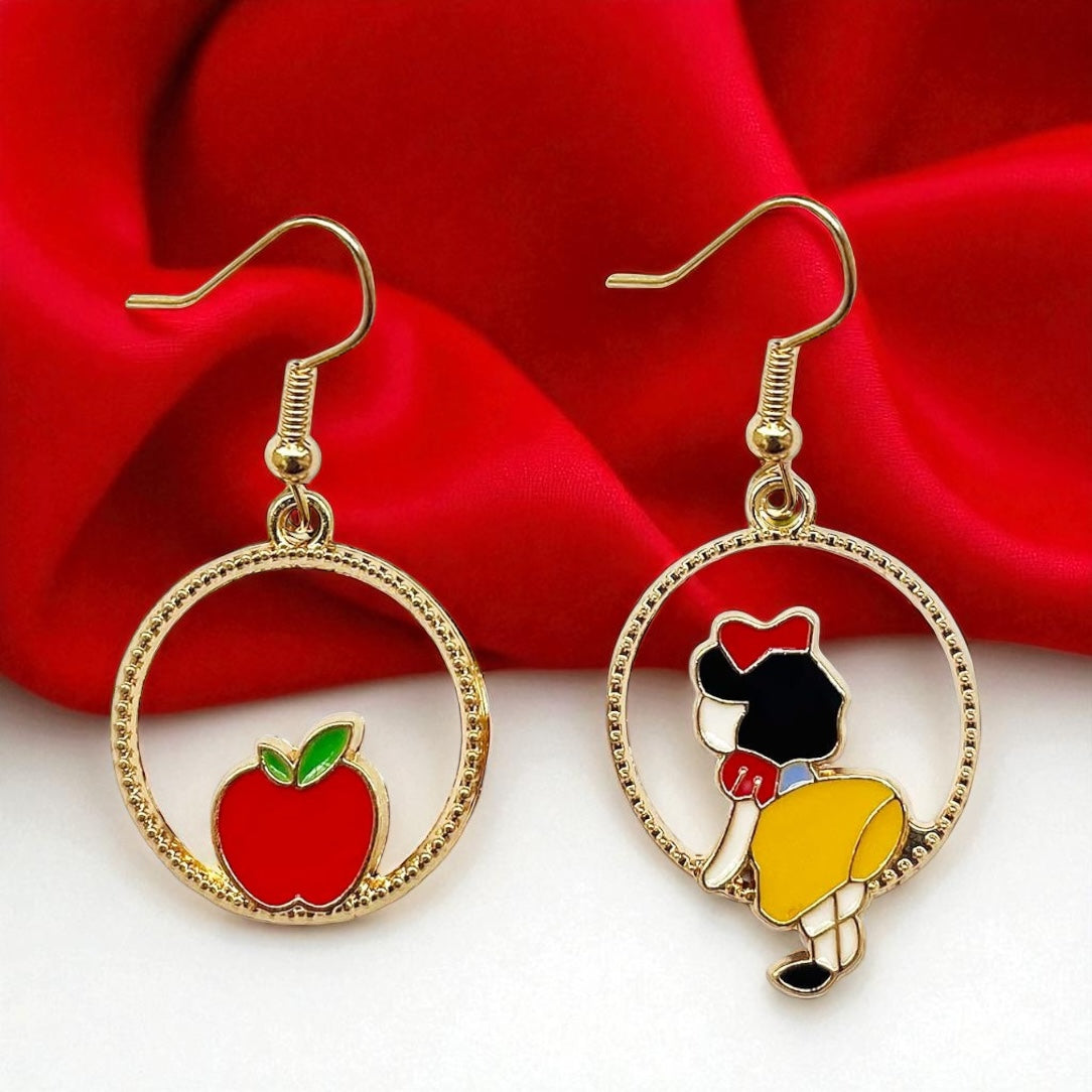 Fairytale Charm: Snow White & Poison Apple Mismatched Earrings 🍎✨