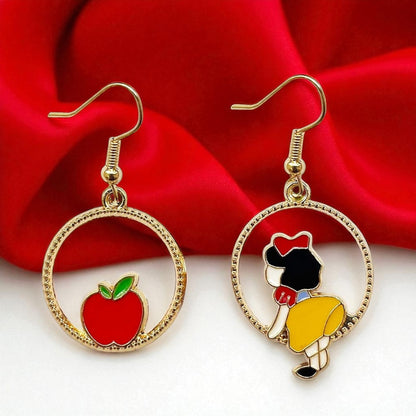 Fairytale Charm: Snow White & Poison Apple Mismatched Earrings 🍎✨