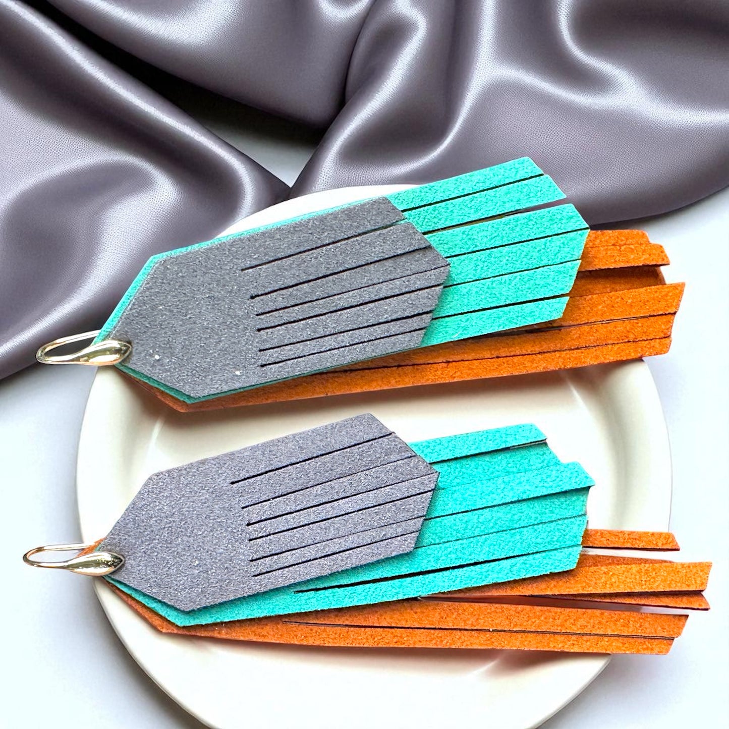 Tri-Colored Fringe Leather Dangle Earrings – Bold, Western & Totally WOW