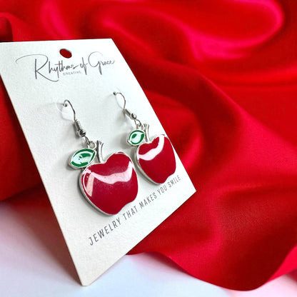 Bite into Style with Chic Red Apple Dangle Earrings! 🍎