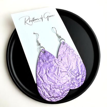 Shimmer & Shine: Metallic Purple Teardrop Earrings