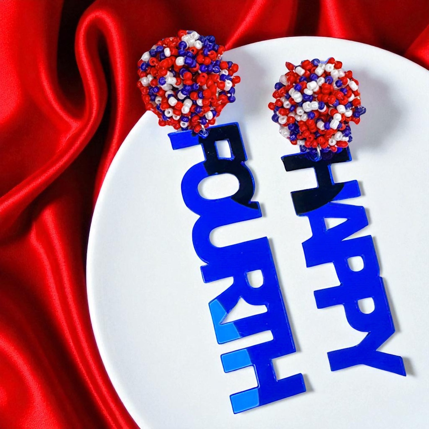 Patriotic Red White and Blue Dangle Earrings - Perfect for Fourth of July!