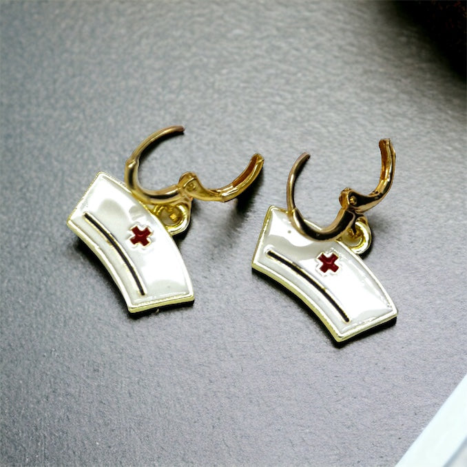 Saint Nurse Hat Hoop Earrings - Celebrate Healthcare Heroes with Dainty Jewelry!