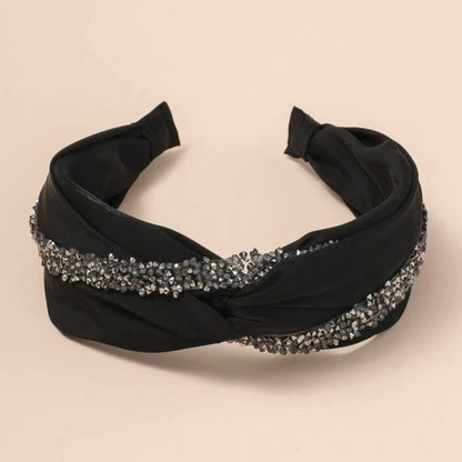 Beaded Black and Gold Headband - Handmade Headpiece, New Orleans Headband, Holiday Headpiece, Beaded Headband - Rhythms of Grace Creative