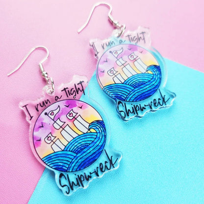 Shipwreck Earrings – “I Run a Tight Shipwreck” 🌊 - Rhythms of Grace Creative