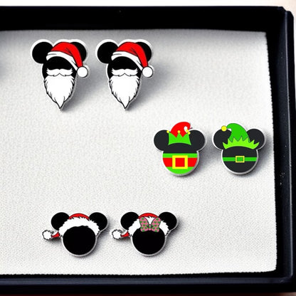 Festive Fun: Christmas Mouse Ears Stud Earrings - Perfect for Holiday Cheer!