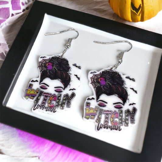 Witchy Woman Dangle Earrings – Acrylic & Stainless Steel Hooks - Rhythms of Grace Creative