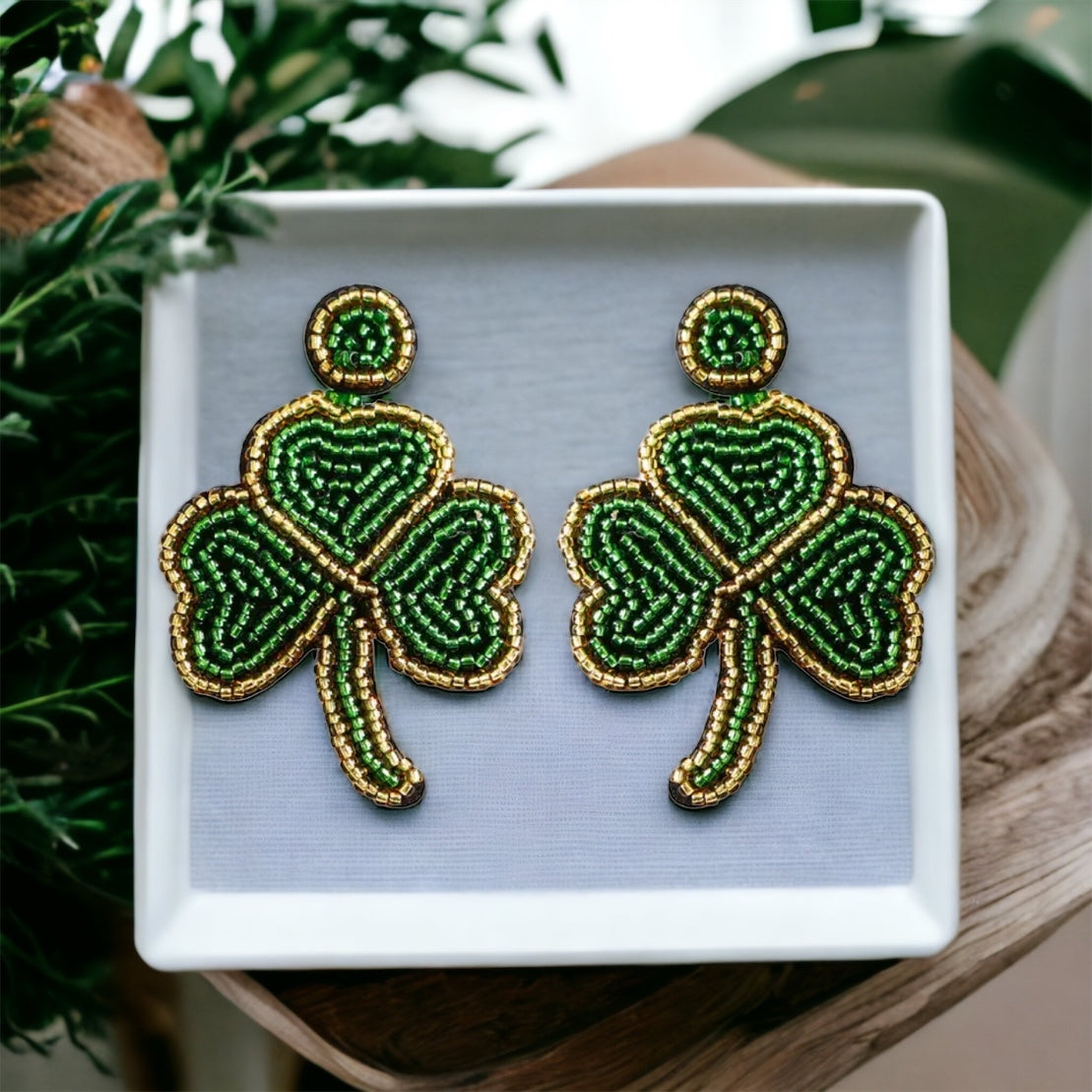 Shake Your Shamrocks – Beaded Clover Earrings with Gold or Silver Sparkle!🍀 - Rhythms of Grace Creative