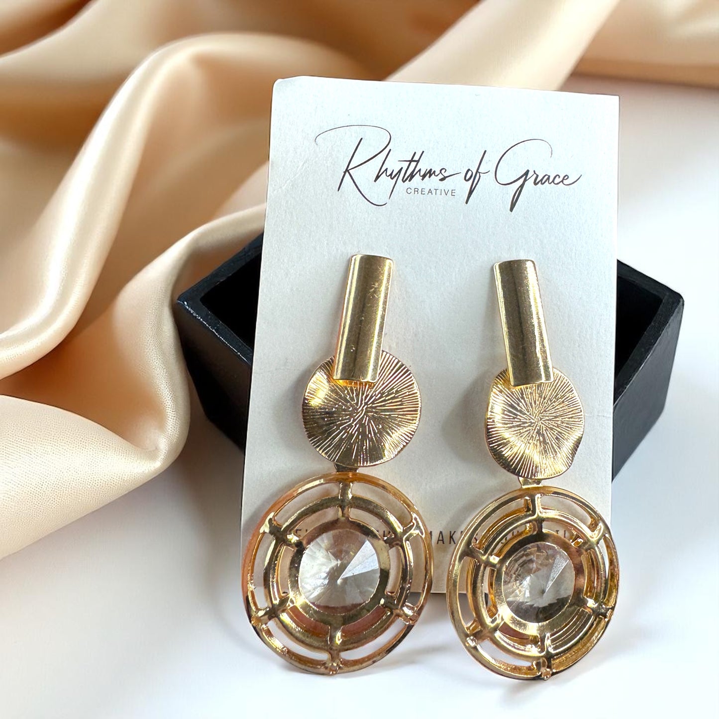 Shine On! Gold & Glass Dangle Earrings - Stunning Statement Jewelry