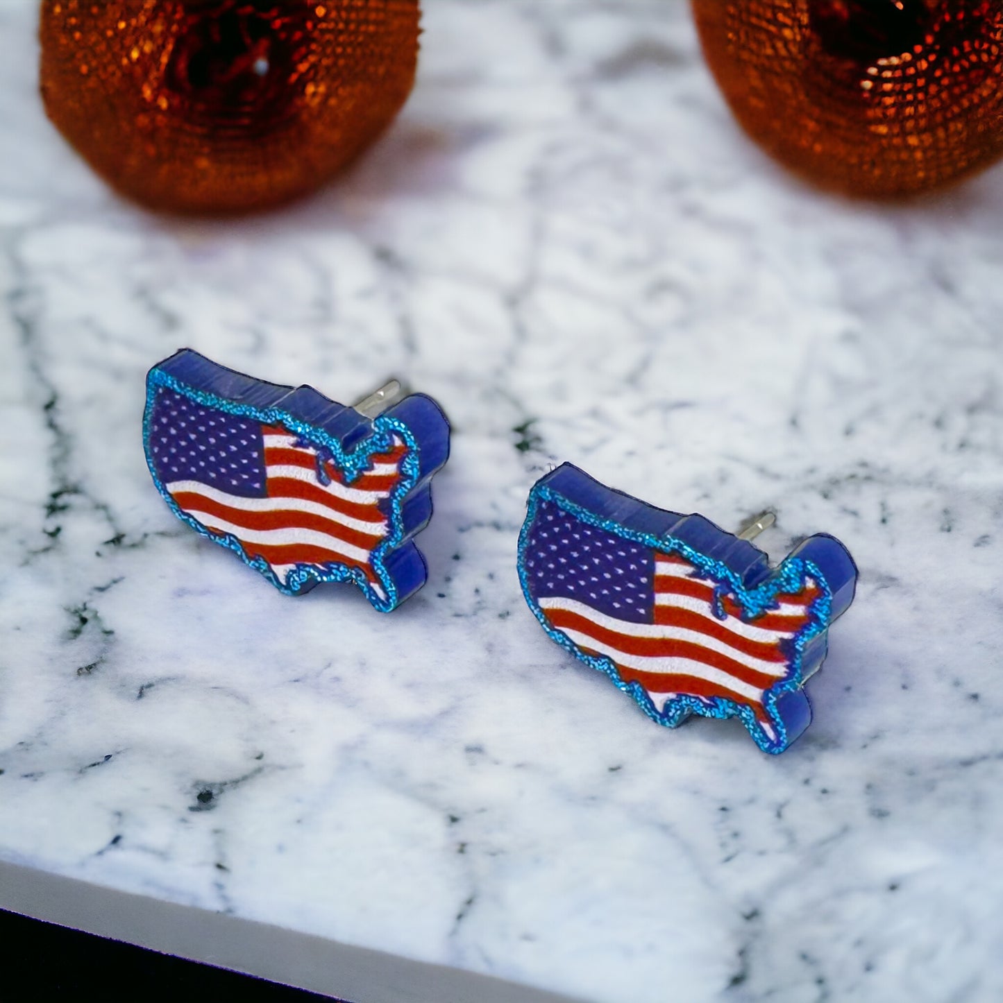 Patriotic Stud Earrings - Heart or USA Map