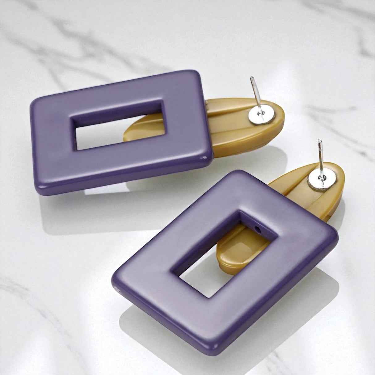 Geaux Bold: Oversized Purple & Gold Drop Earrings 💛💜