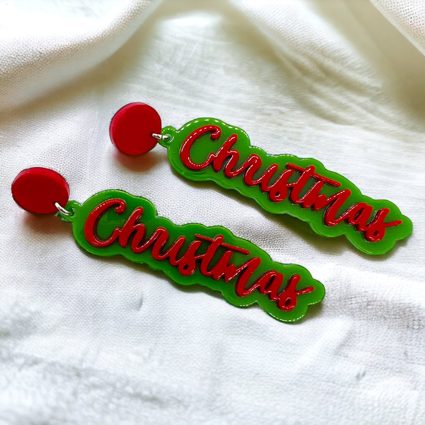 Christmas Earrings - Naughty or Nice, Red and Green Earrings - Rhythms of Grace Creative