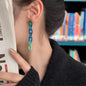 Trendy Acrylic Chain Link Earrings - Stainless Steel Posts, Camouflage