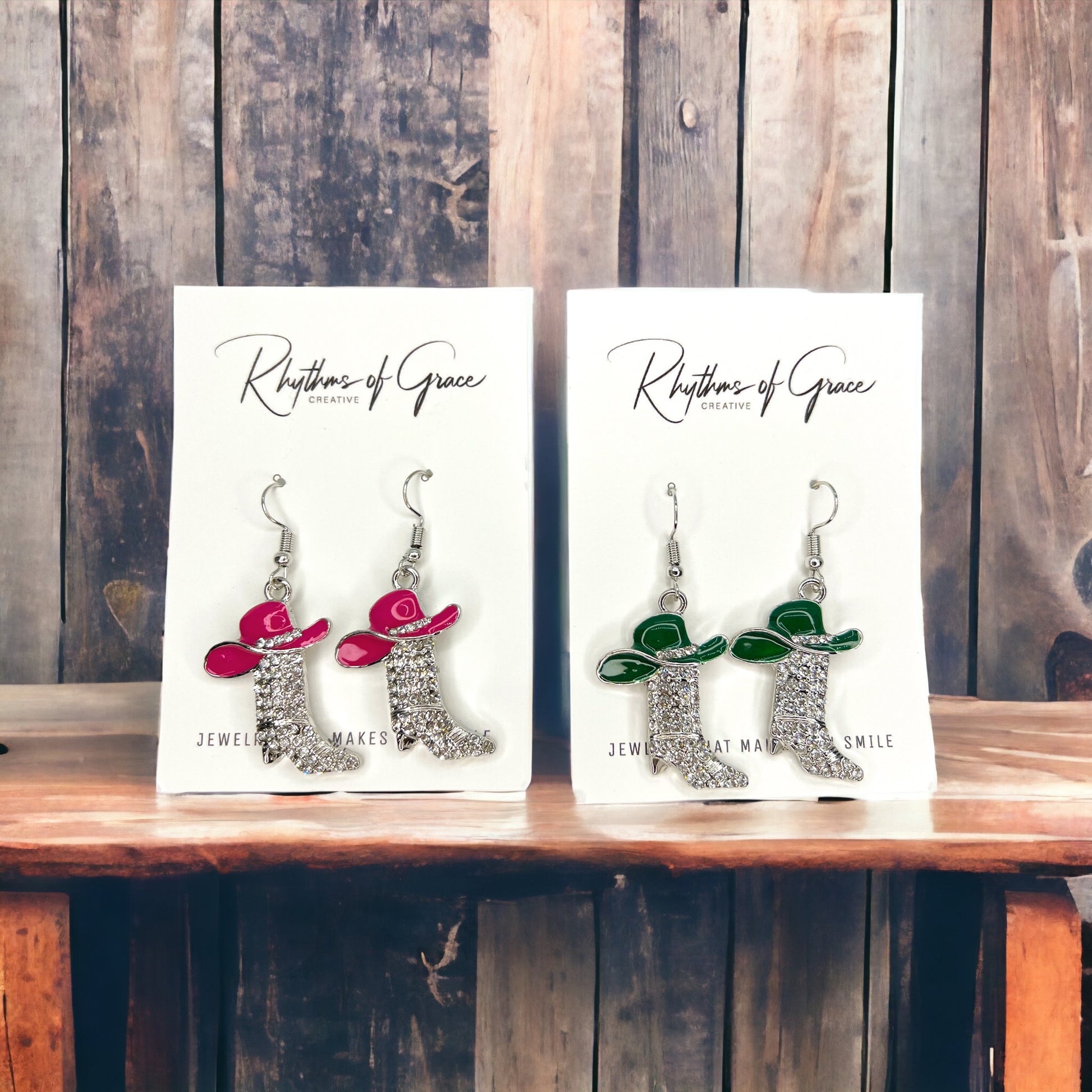 Rhinestone Boots Earrrings - Rodeo Earrings, Bachelorette Earrings, Bachelorette Accessories, Western Style - Rhythms of Grace Creative