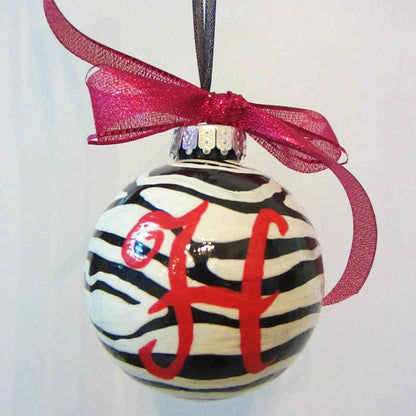 Personalized Colorful Zebra Print Initial Ornament | Unique Hand-Painted Holiday Decor for Teens