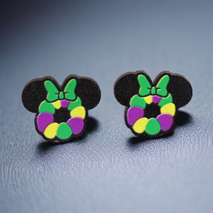 Get Your Festive Vibes On with Colorful Mardi Gras Mouse Ears Earrings!