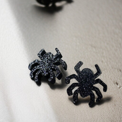 Bewitching Black Glitter Spider Studs! New Halloween Favorite!🕷️