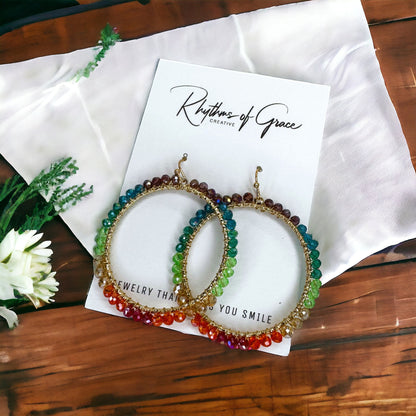 Vibrant Rainbow Crystal Earrings - Sparkle Every Day!